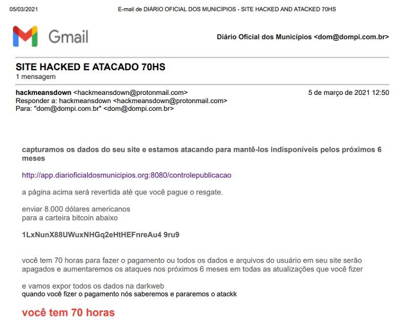 Site do Diário Oficial dos Municípios sofre ataque hacker